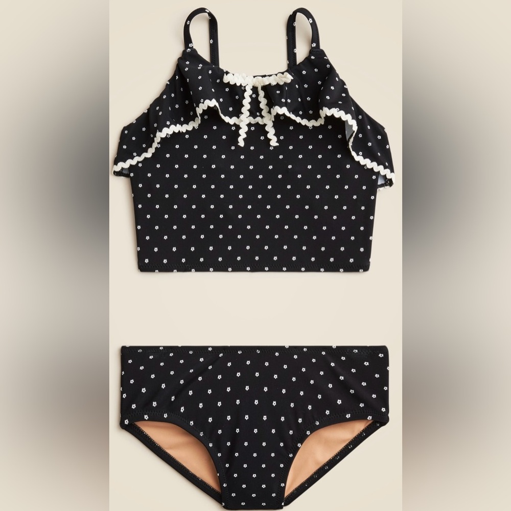 NWT! J. CREW Girls' rickrack two-piece swimsuit